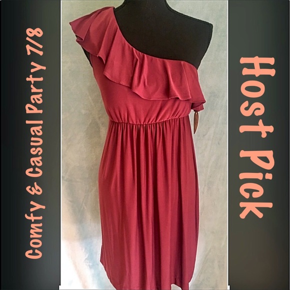 🎉HP🎉Soma Fig One Shoulder Ruffle Dress - Picture 2 of 7